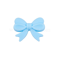 Bowknot Food Grade Silicone Beads, Chewing Beads For Teethers, DIY Nursing Necklaces Making, Light Sky Blue, 16x26mm(PW-WG39907-05)