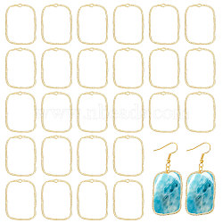 100Pcs Alloy Open Back Bezel Pendants, For DIY UV Resin, Epoxy Resin, Pressed Flower Jewelry, Rectangle, Light Gold, 33x23.5x1.5mm, Hole: 1.2mm(FIND-CA0008-64)