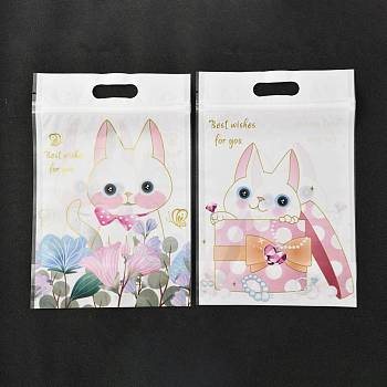 Plastic Zipper Bags, Rectangle, for Chocolate, Candy, Cookies, Cat Pattern, 22.7x15.5x0.15cm, about 50pcs/bag