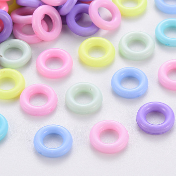 Opaque Acrylic Linking Rings, Dyed, Ring, Mixed Color, 10x2mm, Inner Diameter: 5mm, about 365pcs/50g