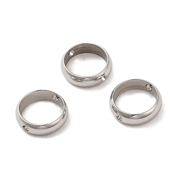 201 Stainless Steel Bead Frames, Ring, Stainless Steel Color, 10x3mm, Hole: 1mm