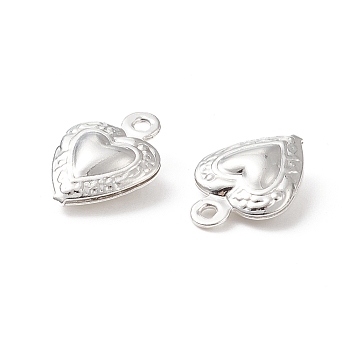 304 Stainless Steel Charms, Heart, Silver, 12x9x3mm, Hole: 1mm