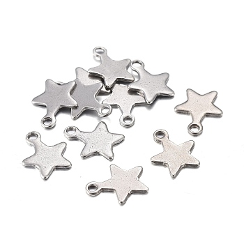 201 Stainless Steel Charms, Laser Cut, Stamping Blank Tag, Star, Stainless Steel Color, 10x8.5x0.7mm, Hole: 1.4mm