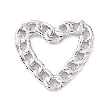 304 Stainless Steel Linking Rings, Curb Chain Style, Heart, Stainless Steel Color, 20.5x22x2mm, Inner Diameter: 9x12.5mm