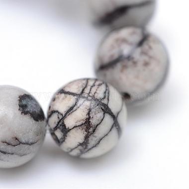 Круглый натуральный черный шелковый камень / сетчатые нитки(G-R345-4mm-20)-4