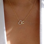 2-Heart Alloy Crystal Crystal Rhinestone Pendant Necklaces for Women, Golden, 16.14 inch(41cm)(WG8C735-01)