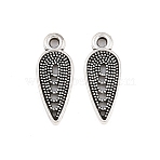 Tibetan Style Alloy Hollow Teardrop Charms, Antique Silver, 14.5x5.5x1.3mm, Hole: 1.2mm(PALLOY-A024-12AS)