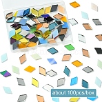100Pcs 2 Colors Mosaic Tiles Glass Cabochons, for Home Decoration or DIY Crafts, Rhombus, Mixed Color, 18~20x12x3~4mm, 50pcs/color(DIY-YW0012-20)