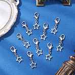 10Pcs Alloy Star Shoe Charms, with Lobster Claw Clasp, Antique Silver & Platinum, 33mm(HJEW-JM02876)
