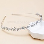 Iron with Rhinestone Hair Bands for Girl, Platinum, 150x130mm(PW-WG77244-07)