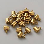 304 Stainless Steel Tube Bails, Loop Bails, Bail Beads, with Silicone Inside, Column, Golden, 7x4x5mm, Hole: 0.8mm(FIND-WH0424-13G)