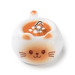 Opaque Resin Pendants, Cat Shape Latte Coffee Charm, with Platinum Iron Loops, Dark Orange, 15x20x25mm, Hole: 2mm(RESI-F077-02P)