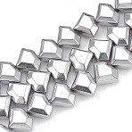 Electroplate Non-magnetic Synthetic Hematite Beads Strands, Diamond, Platinum Plated, 8x10x4.5mm, Hole: 1mm, about 52pcs/strand, 14.9 inch(G-T061-111I)