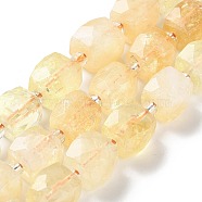Natural Citrine Beads Strands, with Seed Beads, Cube, Faceted, 9.5~11x9.5~10.5x9.5~10.5mm, Hole: 1.2mm, about 29pcs/strand, 15.35~15.67''(39~39.8cm)(G-B065-A11)