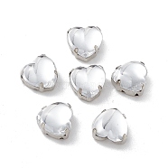 Heart Sew On Rhinestones, Smooth Face Taiwan Acrylic Rhinestone, Multi-Strand Links, with Platinum Tone Brass Prong Settings, Clear, 10x10x7mm, Hole: 1mm(OACR-E012-01P-04)