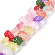 Transparent Glass Beads Strands, Lotus, Colorful, 10x14x7mm, Hole: 0.8mm, about 38pcs/strand, 14.17 inch(36cm)(GLAA-F114-01A)