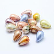 Baking Paint Acrylic Beads, teardrop, Mixed Color, 15x10mm, Hole: 1.5mm, about 665pcs/500g(MACR-K331-18)