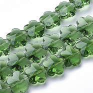 Transparent Glass Beads, Faceted, Plum Blossom, Green, 10x10x7mm, Hole: 1mm(X-GLAA-Q066-10mm-C06)
