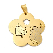 Ion Plating(IP) 304 Stainless Steel Pendants, Flower Charms, Golden, 47x48.5x3mm, Hole: 12x6mm(STAS-E184-25G)