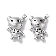 Glass Charms, with Brass Findings, Bear Charm, Real Platinum Plated, 14.5x10.5x4mm, Hole: 1.2mm(KK-F867-22P)