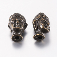 Tibetan Style Alloy Beads, Buddha Head, Antique Bronze, 13x9x8.5mm, Hole: 1.5mm(PALLOY-F200-07AB)