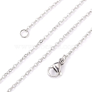 304 Stainless Steel Cable Chain Necklaces, with Lobster Claw Clasps, Stainless Steel Color, 17.7 inch(45cm), 1.5mm(STAS-O053-07P)