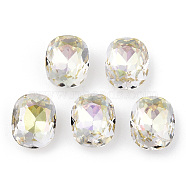 K9 Glass Rhinestone Cabochons, Pointed Back & Back Plated, Faceted, Rectangle, Jonquil, 10x8x5mm(MRMJ-T075-06B-01)