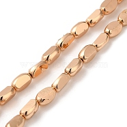 Electroplate Glass Beads Strands, Full Plated, Faceted Oval, Light Gold Plated, 6x4.5x3mm, Hole: 1mm, about 50pcs/strand, 13.39 inch(34cm)(EGLA-P053-01A-FP06)