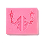 Retro Embossed Wall Lamp Fondant Molds, Cake Border Decoration Silicone Molds, for Chocolate, Candy, UV Resin & Epoxy Resin Craft Making, Hot Pink, 75x62x8.5mm, Inner Diameter: 53x63mm(X-DIY-E054-04)