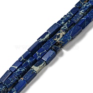 Natural Imperial Jasper Beads Strands, Dyed, Rectangle, Blue, 6.3~6.8x3~3.5x3~3.5mm, Hole: 0.8mm, about 59pcs/strand, 14.96~15.28 inch(38~38.8cm)(G-C084-C04-02)