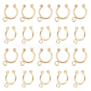 10 Pairs Brass Ear Cuff Findings, with Loop, Ring, Cadmium Free & Lead Free, Golden, 15x11.5x2.5mm, Hole: 1.9mm(KK-UN0001-18)