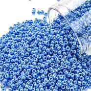 TOHO Round Seed Beads, Japanese Seed Beads, (124D) Opaque Luster Denim Blue, 11/0, 2.2mm, Hole: 0.8mm, about 50000pcs/pound(SEED-TR11-0124D)