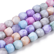 Opaque Baking Painted Glass Beads Strands, Imitation Stones, Faceted, Column, Colorful, 4x4mm, Hole: 1mm, about 94~96pcs/strand, 14.57 inch~14.72 inch(37~37.4cm)(EGLA-N006-075)