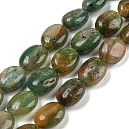 Natural African Jade Beads Strands, Flat Oval, 10~10.5x8~9x5~5.5mm, Hole: 1.2mm, about 39pcs/strand, 15.35~15.47 inch(39~39.3cm)(G-G013-A01-01)