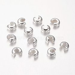 Brass Crimp Beads Covers, Nickel Free, Silver Color Plated, Size: About 5mm In Diameter, Hole: 1.5~1.8mm(KK-H291-NFS-NF)