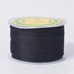 Round Polyester Cords, Milan Cords/Twisted Cords, Black, 1.5~2mm, 50yards/roll(150 feet/roll)(OCOR-P005-21)
