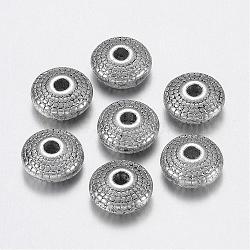 Tibetan Style Alloy Spacer Beads, Lead Free & Cadmium Free, Oval, Antique Silver, about 8mm in diameter, 4mm thick, hole: 1.5mm(X-LF0391Y)