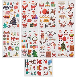 9Pcs 9 Style Christmas Theme Pattern Removable Temporary Water Proof Tattoos Paper Stickers, Mixed Patterns, 12x7.6x0.07cm, 1pc/style(AJEW-GF0007-32)