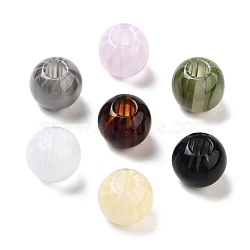 Resin European Beads, Large Hole Round Beads, Mixed Color, 13x12mm, Hole: 4.8mm(RESI-Z030-05)