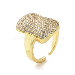 Brass with Cubic Zirconia Open Cuff Rings for Women, Real 18K Gold Plated, 7~26.5mm, US Size 14(23mm)(RJEW-A035-19G)