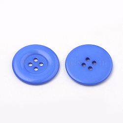 4-Hole Acrylic Buttons, Flat Round, Blue, 34x3mm, Hole: 3mm(BUTT-Q038-35mm-01)