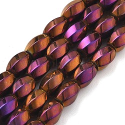 Electroplated Synthetic Magnetic Hematite Beads Strands, Long-Lasting Plated, Twist, Purple Plated, 8x5.5mm, Hole: 1mm, about 49pcs/strand, 16.06''(40.8cm)(G-P545-G01-02A)