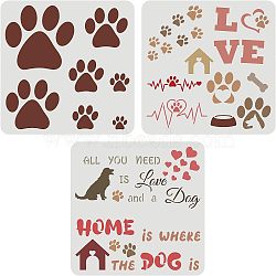 Plastic Drawing Painting Stencils Templates Sets, Square, Dog Pattern, 30x30cm, 3 style/set(DIY-WH0172-737)