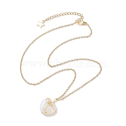 Opalite Heart Pendant Necklaces, with 304 Stainless Steel Cable Chains, 18.39 inch(46.7cm)(NJEW-JN04683-01)