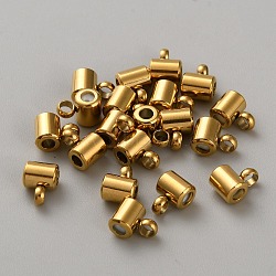 304 Stainless Steel Tube Bails, Loop Bails, Bail Beads, with Silicone Inside, Column, Golden, 7x4x5mm, Hole: 0.8mm(FIND-WH0424-13G)