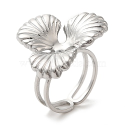 304 Stainless Steel Finger Rings, Flower, Stainless Steel Color, Inner Diameter: Adjustable(RJEW-C109-03P)