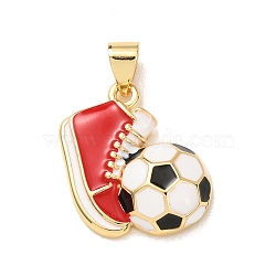 Brass Enamel Pendants, Football Charms, Golden, Shoes Charms, 19x15x5mm, Hole: 5x3mm(KK-P352-05A-G)