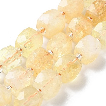 Natural Citrine Beads Strands, with Seed Beads, Cube, Faceted, 9.5~11x9.5~10.5x9.5~10.5mm, Hole: 1.2mm, about 29pcs/strand, 15.35~15.67''(39~39.8cm)