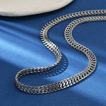 304 Stainless Steel Wheat Chain Necklaces for Women, Stainless Steel Color, 16.57 inch(42.1cm)