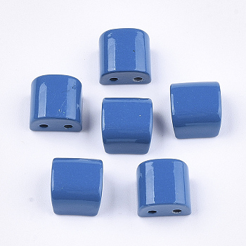Spray Painted Alloy Multi-Strand Links, For Tile Elastic Bracelets Making, Semicircle, Steel Blue, 8x8x6mm, Hole: 1.2mm